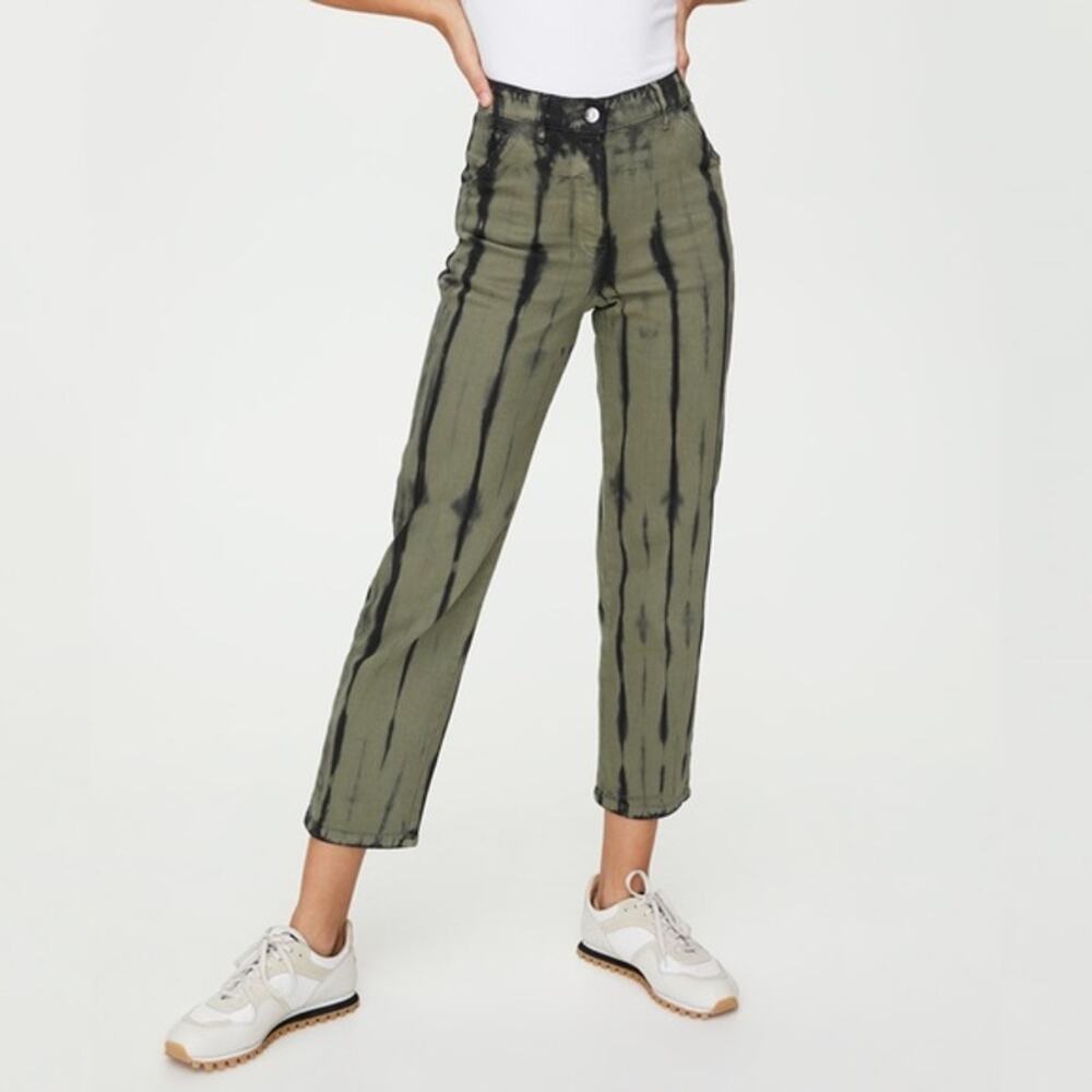 Wilfred Free Aritzia Women's Kelsey Green Tie Dye Crop Jeans Pants SIZE 2